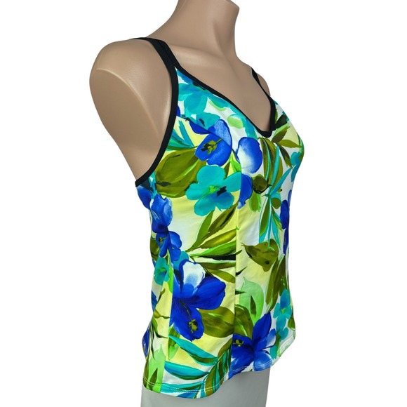 Miraclesuit Malibu Floral Blue Green Tankini Top Women's Swimsuit Separates - Picture 2 of 7